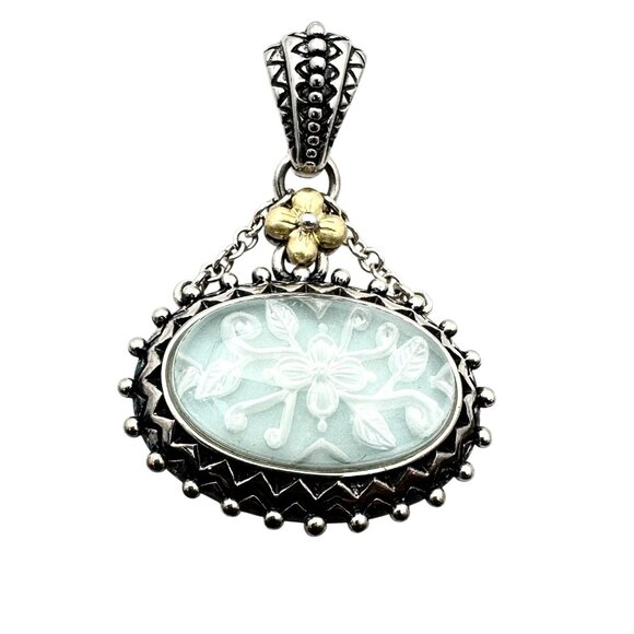 Barbara Bixby Womens Pendant 18K Gold Sterling Silver Blue Quartzite Doublet